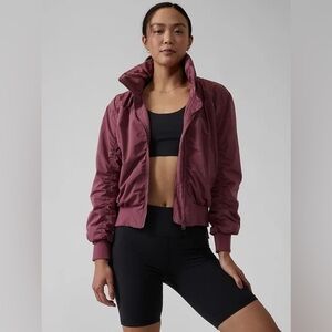 Athleta Point Reyes II Bomber in Tawny Rose | Hooded Lined Zip Front Jacket S